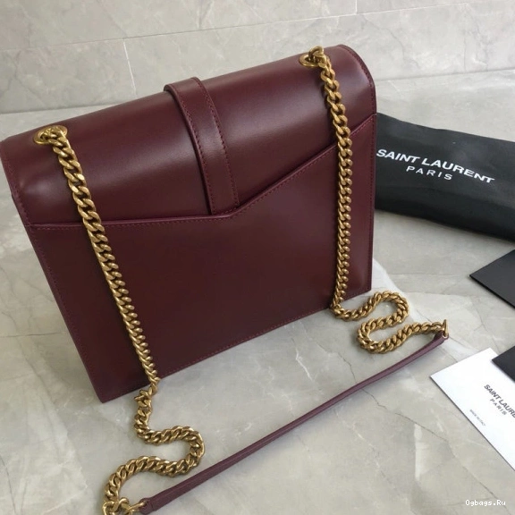 BURGUNDY LEATHER SULPICE MEDIUM YSL CHAIN BAG IN 0821